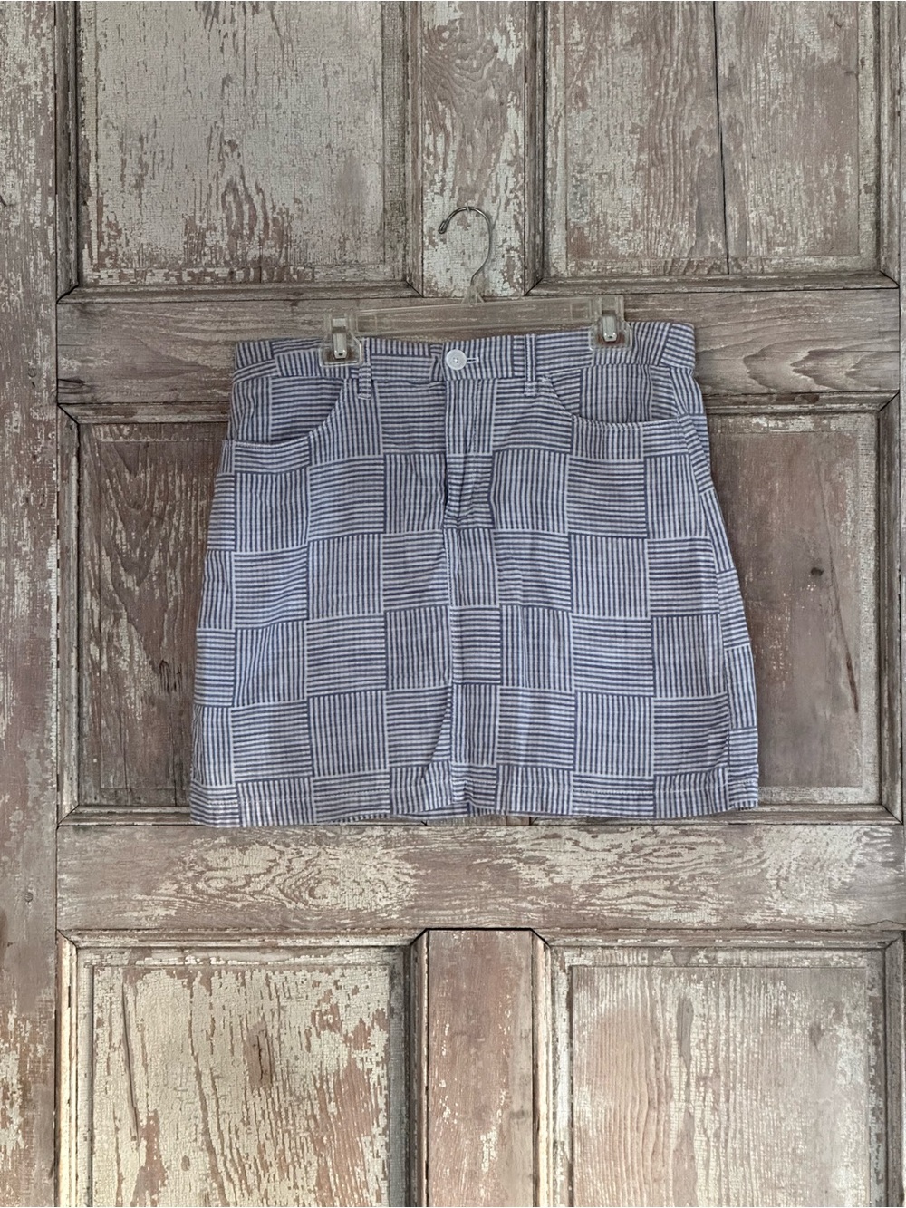 croft & barrow Blue and White Checkered Mini Skort